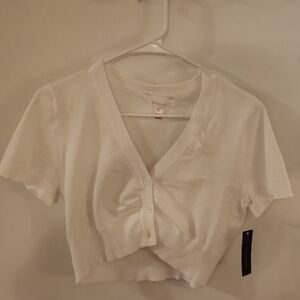 No Boundaries Classic White Button-Up Crop Top